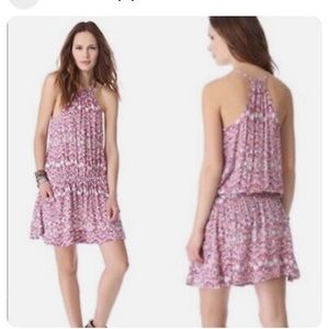 Free people dress high neck drop waist with pockets batik size small
